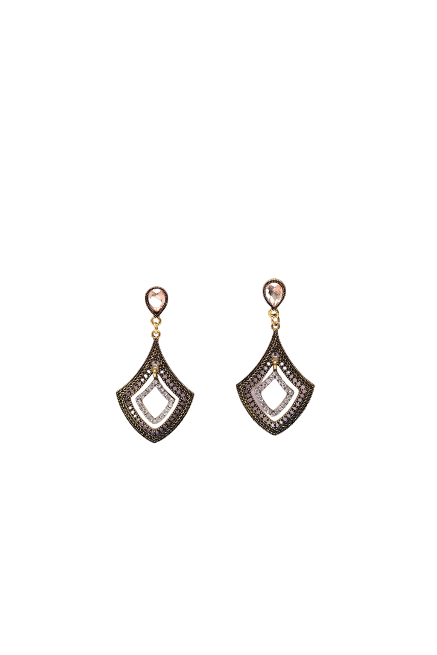 Namokriti Gold  Antique Stone Drop Earrings – Elegant Party Wear